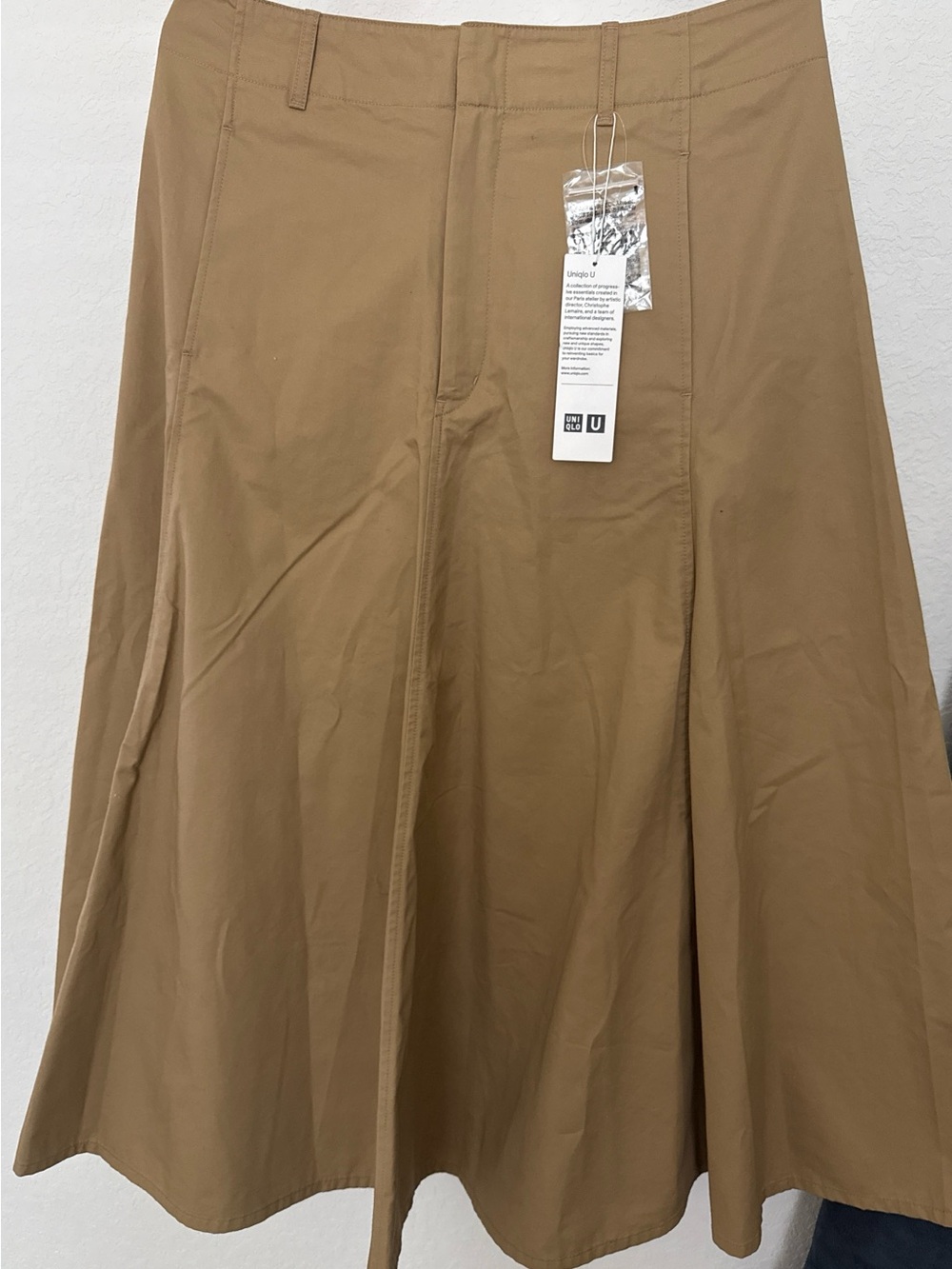 Uniqlo Beige Cotton Twill Flared Skirt